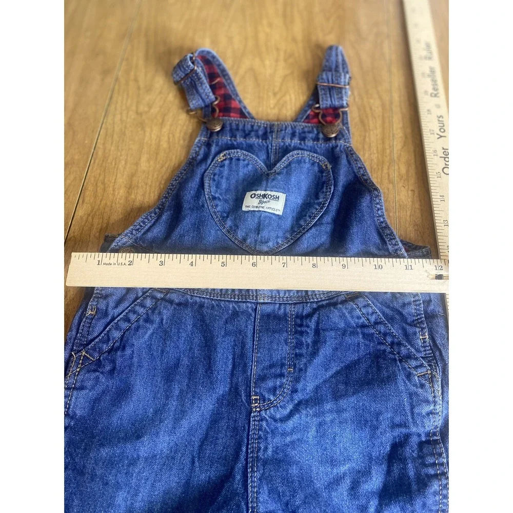 Osh Kosh B Gosh‎ Vestbak 3T Lined Red Black Checkered Jean Overalls D